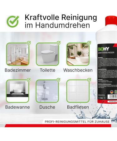 Biohy Sanitary Cleaner 10L | Organic Bathroom Cleaner | Extra Strong Against Urine & Lime | Fresh Strawberry Fragrance | International Shipping Available - Buy Online on GoSupps.com