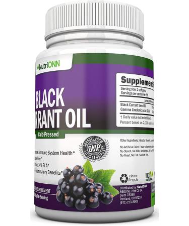 Black Currant Oil 1000mg - 180 Softgels - Cold-Pressed Pure Seed Oil with 140mg GLA - Hormonal Balance Support - Immune System Boost - Hair, Skin, Heart Health - Buy Online on GoSupps.com