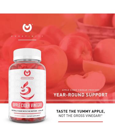Purefinity Apple Cider Vinegar Gummies - Raw  Natural  Unfiltered ACV from The Mother - Gummy Alternative to Apple Cider Vinegar Capsules  Pills  Tablets - Detox  Cleanse & Immunity. - Buy Online on GoSupps.com