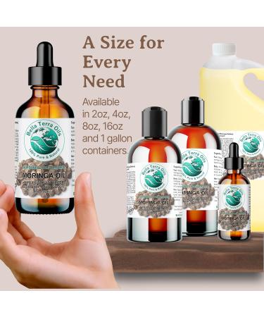 Organic Moringa Seed Oil - Bella Terra Oils | Cold-Pressed Facial Elixir | 2 oz | High in Vitamins A C & E for Radiant Beauty - Buy Online on GoSupps.com