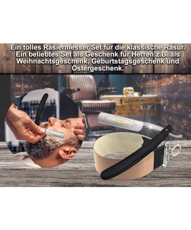 Premium Leather Cowhide String Belt Pull with Razor Beard Knife 5/8 | Gold Osts 2-Part Set | International Shipping from RW Germany - Buy Online on GoSupps.com