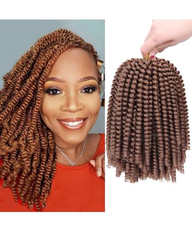 Spring Twist Crochet Hair 1 Pack 8 Inch Bomb Twist Fluffy Spring Crochet Braiding Hair Afro Curly Braids Synthetic Braids Hair Extensions 15 Strands/Pack (#27) 8 Inch (Pack of 1) #27