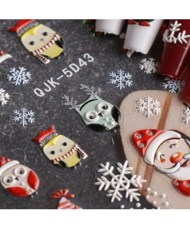 JMEOWIO 6 Sheets 3D Embossed Christmas Glitter Nail Art Stickers Decals Self-Adhesive 5D Santa Elk Snowflake Winter Holiday Nail Supplies Nail Art Design Decoration Accessories - Buy Online on GoSupps.com