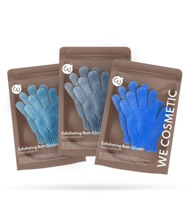 Pair of Body Exfoliating Gloves | Scrubbing and Loofah Mitt | Adult Wash Mitt - WE COSMETIC (SET OF 3) Light Heavy and Medium exfoliation