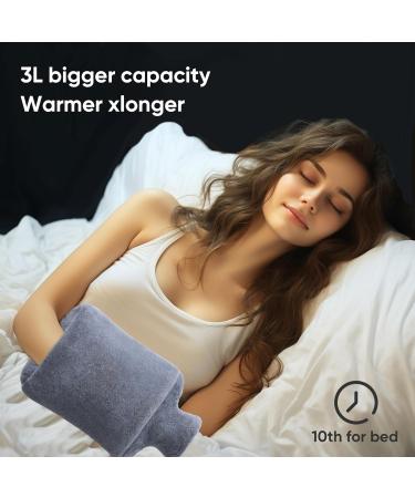 Fashy Faux Fur Covered 3L Extra Large Grey Plush Hot Water Bottle Set with Hand Pocket and Zipper - Perfect Gift for Warmth and Comfort for Women, Men, and Children - Buy Online on GoSupps.com