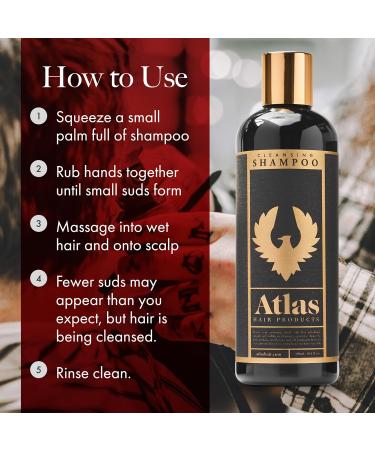 Atlas Daily Cleansing Shampoo for Men - Deeply Hydrating Nourishing for All Hair Types Build-Up Removal & Strengthening - 10.1 fl oz (300 ml - Buy Online on GoSupps.com