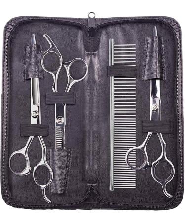 Dog Grooming Scissors Pet Grooming Trimmer Kit Pet Grooming Shears Set-Perfect Thinning Straight Curved Shears with Comb for Grooming Deshedding - Buy Online on GoSupps.com