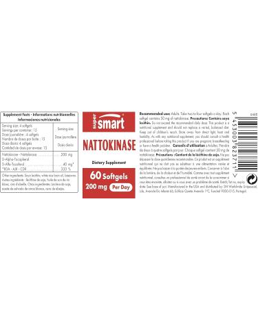 Buy Supersmart Nattokinase 50 mg - High Vitamin K2 - Gluten Free - 60 Softgels | International Shipping Available - Buy Online on GoSupps.com