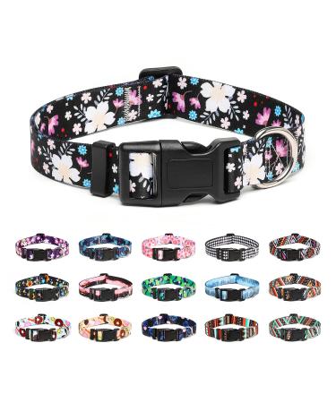 Mercano dog collar adjustable soft nylon comfort & robust patterned dog collar for small medium -sized dog puppies (m flower white) m flower white - Buy Online on GoSupps.com