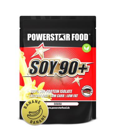 Powerstar Soy 90+ |1kg soy-protein isolate without added sugar |Made in Germany |Genetic engineering unchanged |1000g plant-based protein powder with 93% protein i.tr.|Vegan & Lactose -free |Banana banana 1 kg (1 Pack)