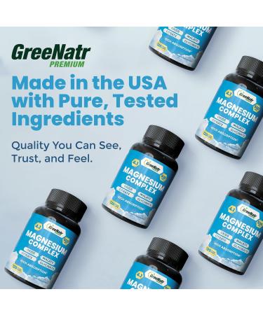 GreeNatr Magnesium Complex Supplement - Magnesium Supplements with Glycinate Citrate Malate & Oxide - Magnesium Tablets for Digestion Sleep Heart Health & Energy - Magnesium Vitamins 120 Counts 120 Count (Pack of 1) - Buy Online on GoSupps.com