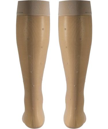 Truform Sheer Compression Stockings for Women - 15-20 mmHg Knee High Large Nude with Dot Pattern - 1 Pair - Buy Online on GoSupps.com