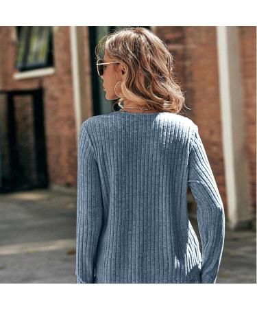 Buy Women's Casual Top - Lace Stitching Round Neck Long Sleeve Shirt Sweater in Blue | Stylish Ladies Fashion for Girls - Buy Online on GoSupps.com