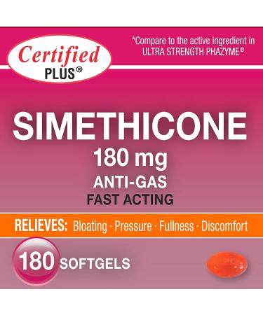 Simethicone 180mg 360 Softgels - Anti-Gas Relief for Stomach Gas & Bloating - Gluten Free - Pack of 2 (Total 360 Gelcaps) - Buy Online on GoSupps.com