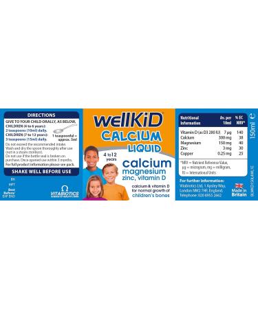 Wellkid Vitabiotics Calcium Liquid 150ml - Essential Child Nutrition - Buy Online on GoSupps.com