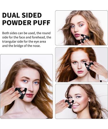 Sibba 4pcs Triangle Powder Puffs - Washable & Reusable Makeup Sponges for Face & Body - Soft Plush Sponge for Wet/Dry Loose Powder - Black - Buy Online on GoSupps.com