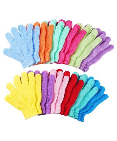 24 pcs Exfoliating Shower Gloves,Double Sided Exfoliating Bath Gloves Deep Clean Dead Skin for Spa Massage Beauty Skin Shower Scrubber Bathing Accessories.-12 Multi-Colors 12-colors