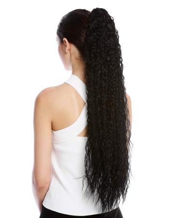 WIG ME UP - N857-V-1 hairpiece braid ponytail extremely long voluminous curly crimped curls Afro Kinks black 75 cm
