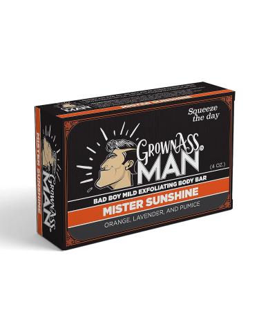 Grown Ass Man Co. Exfoliating Body Bar - Natural & Organic, Gentle Scrub for Men - Plastic-Free & Eco-Friendly - 4oz Bar - Buy Online on GoSupps.com
