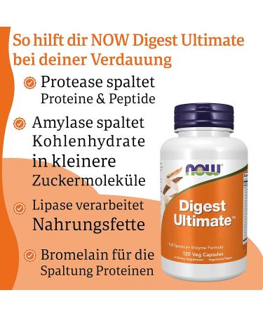 Now Foods Digest Ultimate - Vegan Digestive Enzymes 120 Capsules Soy Free Gluten Free Non-GMO Laboratory Tested - Buy Online on GoSupps.com