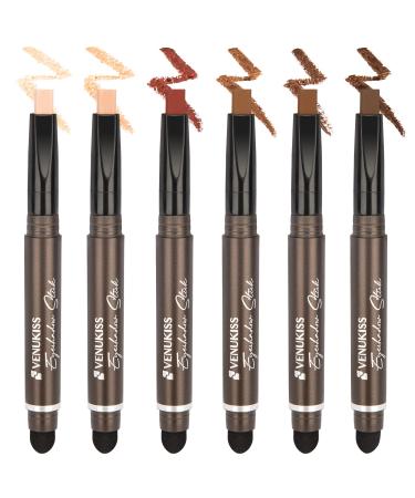 VenuKiss 6 PCS Matte Naked Eyeshadow Stick  Waterproof & Long Lasting  Professional Nude Warm Natural Makeup Eyeshadow Pencil Set