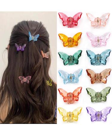 NAISIER Hair Claw Clips Jaw Clips 1.8 inch 24 Pieces Girls Clear Butterfly Hair Clips, Beautiful Butterfly Hair Clips Hair Accessories for Girls and Women.(Small sized,24 pack) Small 24PCS
