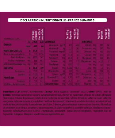 FRANCE B B BIO - Baby growth milk powder - Milk made in France - 13 Vitamins 12 Minerals - Pack 3 boxes of 800g - Buy Online on GoSupps.com