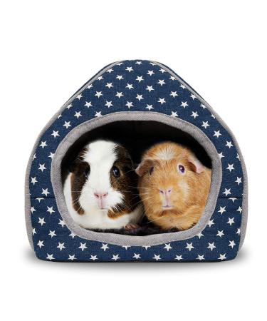 BWOGUE Guinea Pig Bed Cave Cozy Hamster House Large Hideout for Dwarf Rabbits Hedgehog Bearded Dragon Winter Nest Hamster Cage Accessories Blue