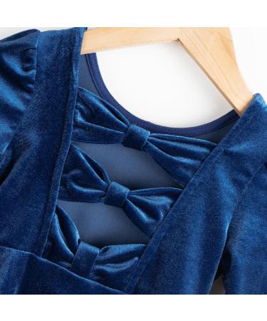 Miipat Baby Girls Velvet Dress | Toddler Girl Long Sleeve Fall/Winter Dress 6-7 Years | Elegant Kids Princess Party Dress in Blue - Buy Online on GoSupps.com