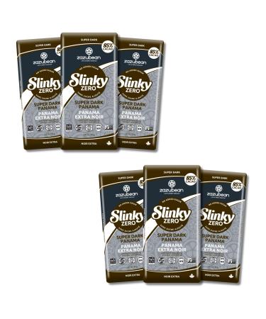 Zazubean SLINKY Chocolate bars - No Added Sugar NON-GMO Fair trade Gluten free Soy Free (Super Dark Panama 1 Count (Pack of 6)) Super Dark Panama 1 Count (Pack of 6)