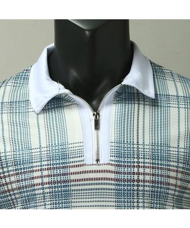 Collar Stripe Sleeve Men's Blouse Polos Shirt Splice Casual Zipper Turn Down Men's Blouse Floral Long Sleeve Dress Shirt Men Crewneck Plus Size Sweatshirts Shirts 3XL Blue - Buy Online on GoSupps.com
