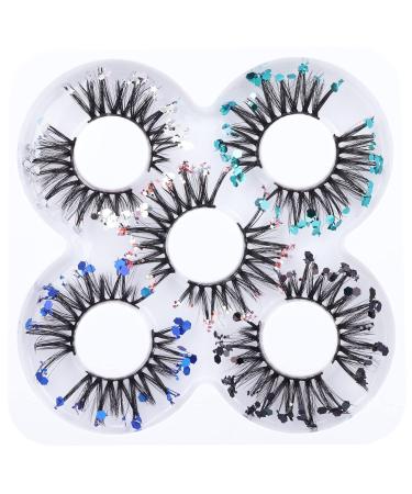 Glitter Lashes Christmas 5 Styles Mixed False Eyelashes - Dramatic Glitter Colored Faux Mink Strip Lashes Pack - Buy Online on GoSupps.com