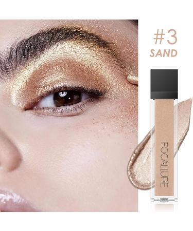 FOCALLURE Liquid Glitter Eyeshadow - Long Lasting Waterproof Metallic Eye Shadow in SAND - Buy Online on GoSupps.com