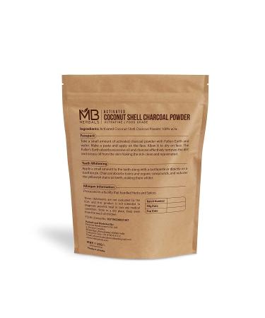 MB Herbals 100g Coconut Shell Activated Charcoal Powder | Food Grade for Detox, Masks & Soap Making - Buy Online on GoSupps.com