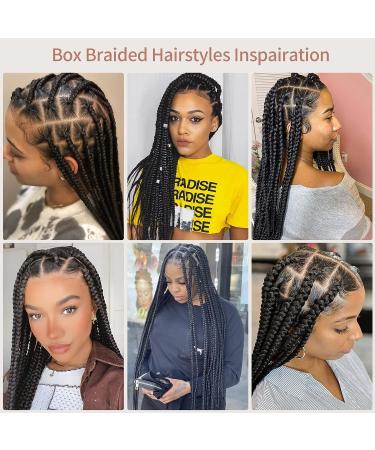 Lexqui 36 Large Square Knotless Braided Wig for Women - Long Black Cornrow Lace Frontal Braids with Baby Hair - Natural Looking Synthetic - Buy Online on GoSupps.com