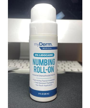 Myderm Medical 5% Lidocaine Numbing Roll On - Pack of 2 - for Minor Aches Scratches and Hemorrhoidal Discomfort - Made in The USA 2 Pack - Buy Online on GoSupps.com