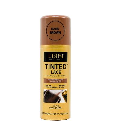 EBIN NEW YORK Tinted Lace Aerosol Spray - Dark Brown 2.7oz/ 80ml  Quick dry  Water Resistant  No Residue  Water Resistant  Even Spray  Matching Skin Tone  Natural Look 2.7 Fl Oz (Pack of 1) Dark Brown
