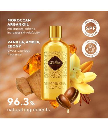Premium Shimmer Body Oil - Argan Oil Vanilla & Moisturizing Glow for Radiant Skin - Buy Online on GoSupps.com