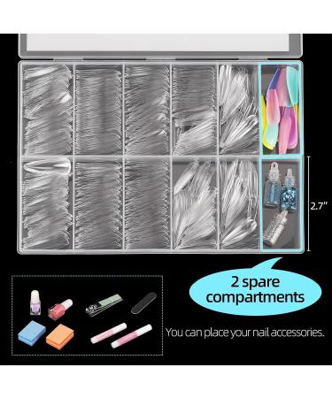 Stiletto Clear Nail Tips 500PCS Full Cover Acrylic Nails with Case for Nails Salon - Buy Online on GoSupps.com