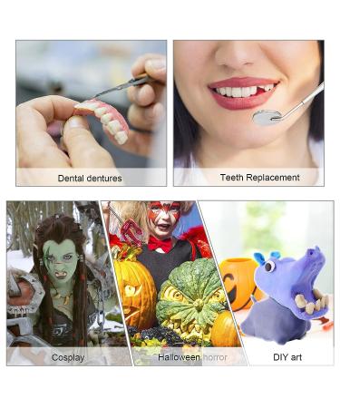Dental Acrylic Resin False Teeth Set | A3/T6 Synthetic Polymer DIY Replacement Teeth - 28 Pcs/Set for Halloween - Buy Online on GoSupps.com