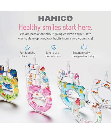 HAMICO Baby Toothbrush - Extra Soft Bristles for Babys First Toothbrush | Easy Grasp Infant Toothbrush | BPA Free | 2-Pack Unicorns & Farm Animals - Buy Online on GoSupps.com