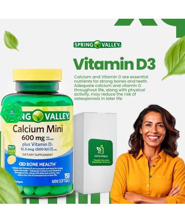 Calcium 600mg Plus Vitamin D3 150 Mini Softgels with Exclusive Vitamins & Minerals - A to Z - Better Ligth&Spring Guide - Buy Online on GoSupps.com
