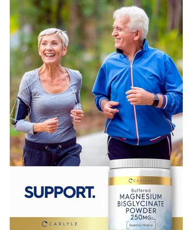 Magnesium Bisglycinate Powder 250mg | 10 oz | Vegetarian Non-GMO & Gluten Free Supplement by Carlyle - Buy Online on GoSupps.com
