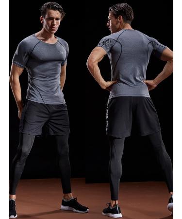 NELEUS Men's Compression Athletic Workout T-Shirt - Black/Grey/Blue - Medium - Buy Online on GoSupps.com