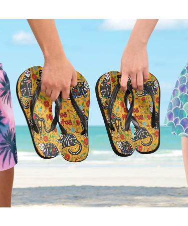 Shop Mnsruu XXL Flip-Flops with Red Roses Cat & Skull Design Perfect for Home Hotel Spa & Travel | Unisex Comfort - Buy Online on GoSupps.com