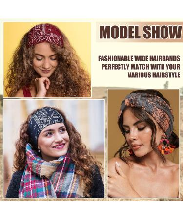 XunYee 12 Pcs Boho Headbands for Women - 7.08 Inch Wide Stretch African Headbands for Yoga, Workout, and Fashion - Elastic Knotted Headband Wrap Motorcycle Hair Accessories - Buy Online on GoSupps.com