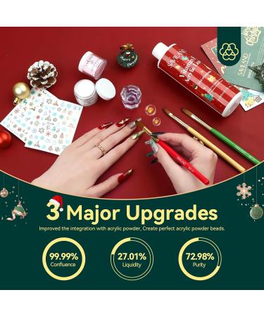 Saviland Acrylic Liquid Monomer Starter Kit - 240ml EMA Monomer, 3PCS Nail Brushes, Christmas Nail Stickers - Vitamin E-infused Gift for Women - Buy Online on GoSupps.com