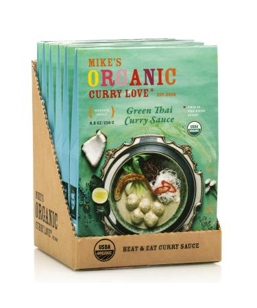 MIKE'S ORGANIC CURRY LOVE Premium Green Thai Curry Sauce ORGANIC. VEGAN. DAIRY FREE. MADE IN THAILAND. | case of 6 x 8.8 oz pouches