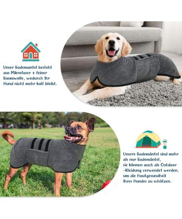 BasVII Microfiber Dog Bumper Bathrobe - Extra Absorbent Quick Drying | Adjustable Velcro for Large Medium & Small Dogs - Gray S - Buy Online on GoSupps.com