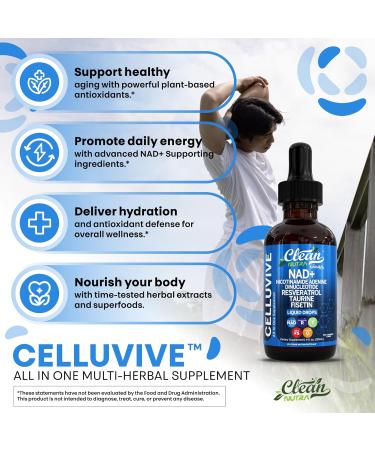 Clean Nutra NAD Liquid Supplement Drops Resveratrol Polyphenols Liposomal Taurine Fisetin Grape Seed Extract Japanese Knotweed Fo Ti Anti Aging NAD+ Nicotinamide Adenine Dinucleotide for Women & Men - Buy Online on GoSupps.com